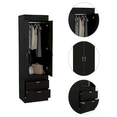 2-Drawer Armoire Black Wengue