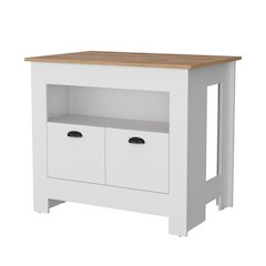 White 2-Door Kitchen Island