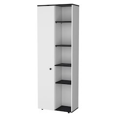 White and Black 1-Door Multistorage Kitchen Pantry