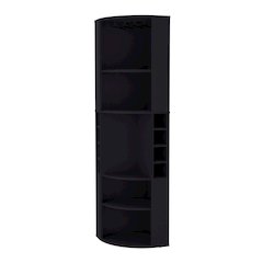 Black 5 Large Shelves Corner Bar Cabinet
