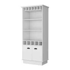 White Glassware Rack Bar Cabinet
