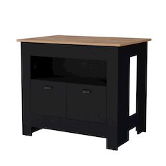 Black 2-Door Kitchen Island