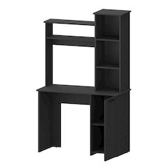 Black 3-Tier Storage Shelves Computer Desk