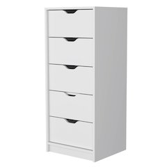 White 5 Narrow Drawer Dresser