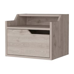 Light Gray Dual-Shelf Display Nightstand