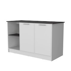 White and Onyx Double Door Cabinets Kitchen Island