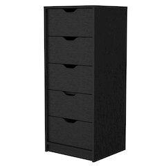 Black 5 Narrow Drawer Dresser