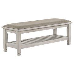 Antique White Upholstered Bench