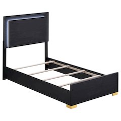 Black LED Headboard Bed