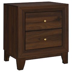 Anza Walnut 2-drawer Nightstand Bedside Table