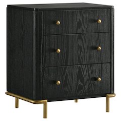Black 3-Drawer Nightstand