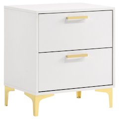 White Rectangular 2-Drawer Nightstand