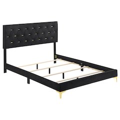 Black and Gold Diamond Tufted Panel Bed