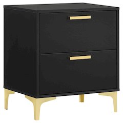Black and Gold 2-Drawer Rectangular Nightstand