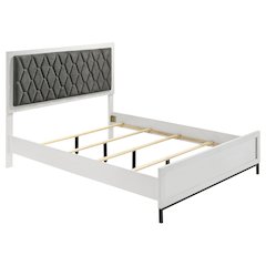 Taraval White Queen Upholstered Panel Bed