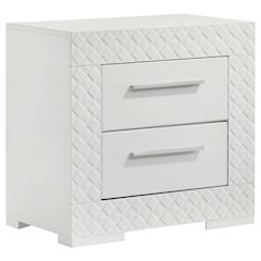 Pierce White High Gloss 2-drawer Nightstand Bedside Table