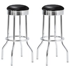 Contemporary Chrome Bar Height Stools (Set of 2)