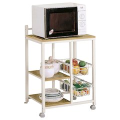 Casual Natural Brown and White Kitchen Cart
