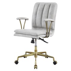 Vintage White and Chrome Swivel Office Chair