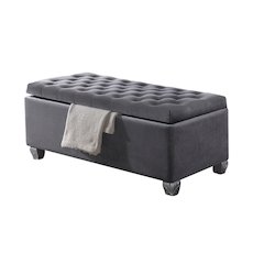 Grey Tufted Storage Bench
