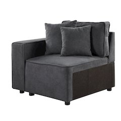 Grey Left Facing Loose Back Accent Chair