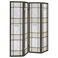 Multi-color 4-panel Folding Screen with Floral Motif