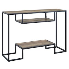 Rustic Oak and Black Console Table with 2 Shelves