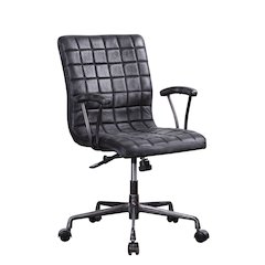 Vintage Black and Aluminum Padded Office Chair with Casters