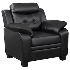Casual Black Faux Leather Arm Chair