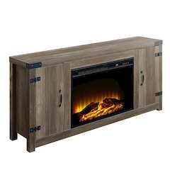 Rustic Oak Fireplace with 2 Hinged Barn Door