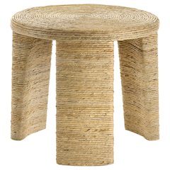 Natural Woven Rattan Round End Table