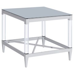 Chrome Square End Table with Acrylic Legs