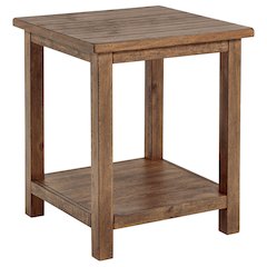 Castleton Distressed Brown Wood End Table with Shelf