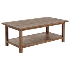 Castleton Distressed Brown Wood Coffee Table with Shelf