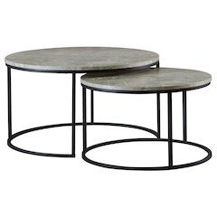 Grey Faux Marble and Gunmetal 2-piece Nesting Coffee Table