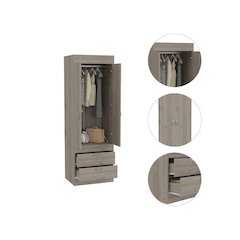 2-Drawer Armoire Light Gray