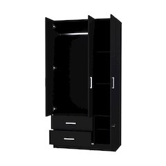 4-Door 2-Drawer Armoire Black