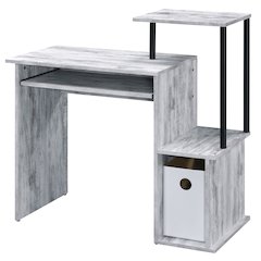 Computer Desk with Keyboard Tray and Open Shelving