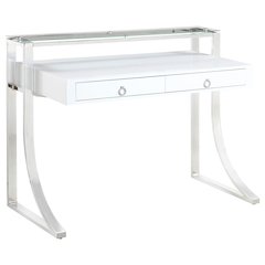 White High Gloss Writing Desk with Hutch Shelf