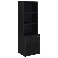 Geary Black 3-shelf Bookcase USB and Lockable Drawer