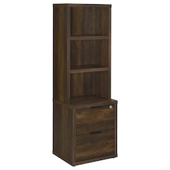 Geary Dark Pine 3-shelf Bookcase USB and Lockable Drawer