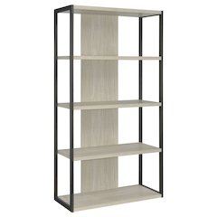 Whitewashed Grey 4-shelf Rectangular Bookcase