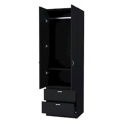 2-Door 2-Drawer Wardrobe Black