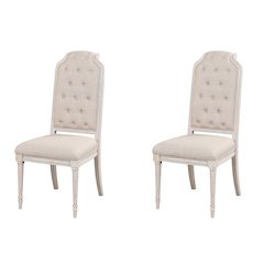 Beige and Antique Champagne Tufted Back Side Chairs (Set of 2)