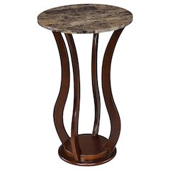 Brown Accent Table with Faux Marble Top