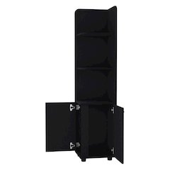 2-Door Cabinet with 3 Corner Shelves Black