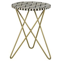 Black White and Gold Round Top Accent Table