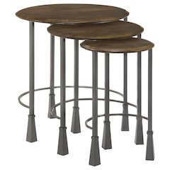 Natural and Gunmetal 2-piece Round Nesting Table