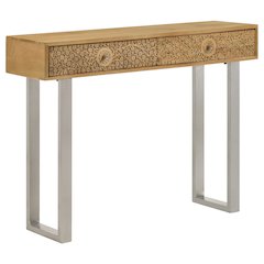 Natural and Silver 2-Drawer Console Table