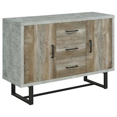 Cement and Weathered Oak 3-Drawer Accent Cabinet with Doors